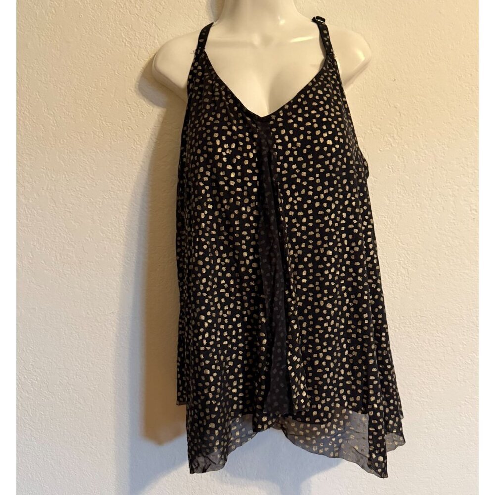 SWIMSUITS FOR ALL Sleeveless Crossback Top With‎ Built-In Bra Gold Black